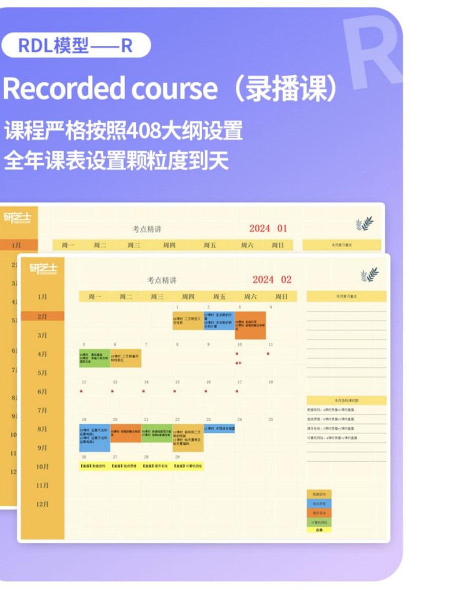 计算机408 RDL录播课程与全年课程安排